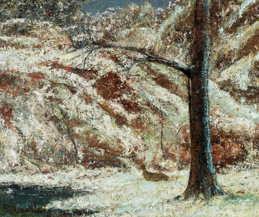 Vinterlandskab med en hjort. - Gustave Courbet