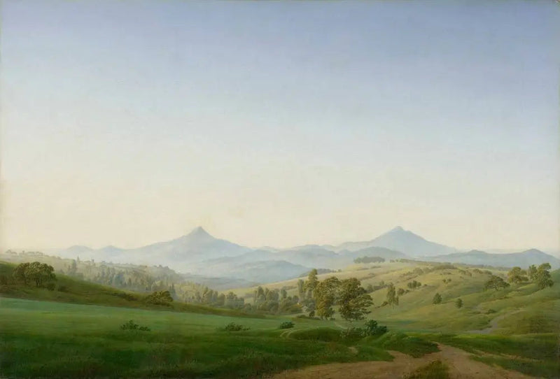 Bøhmiske landskab med Milleschauer-bjerget - Caspar David Friedrich