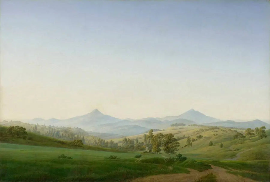 Bøhmiske landskab med Milleschauer-bjerget - Caspar David Friedrich