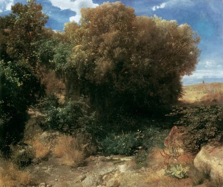 Landskab af landsby - Arnold Böcklin