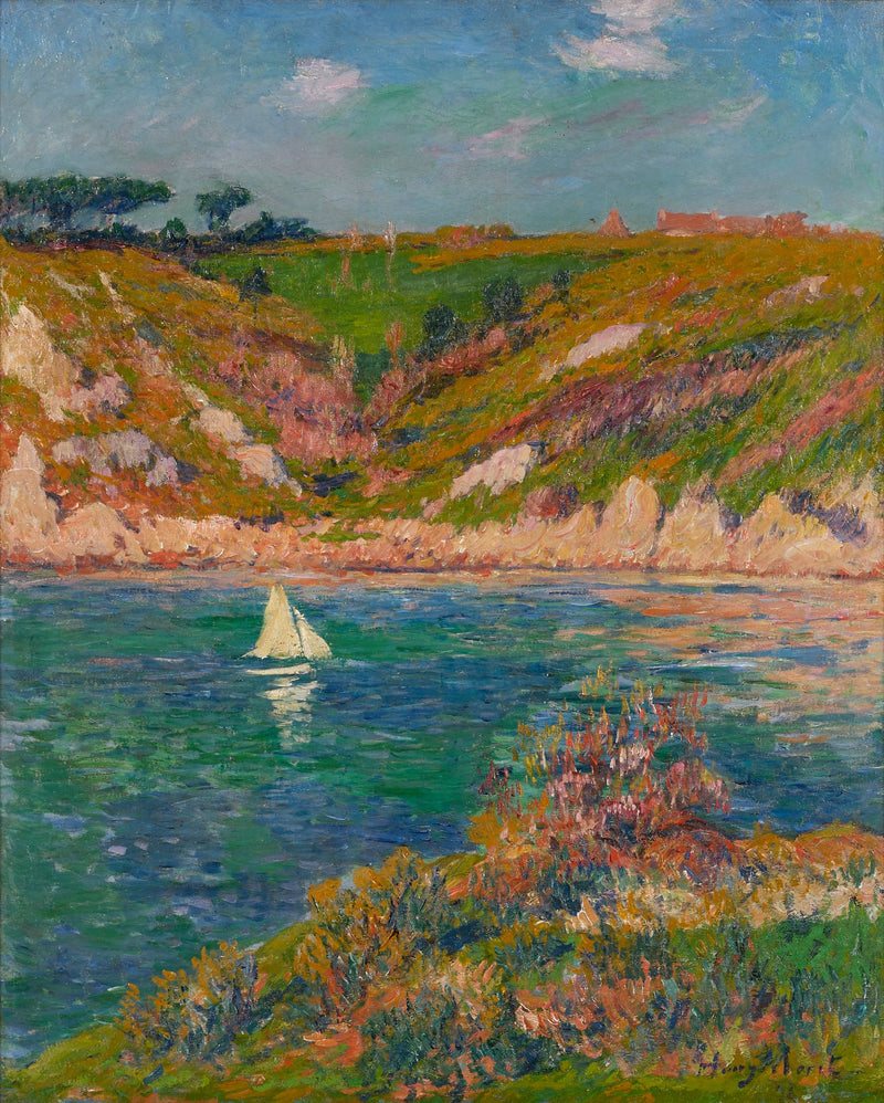 Doëlan-landskab med hvid sejl - Henry Moret