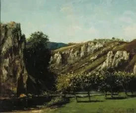 Bjerglandskab med frugttræer, Ornans - Gustave Courbet