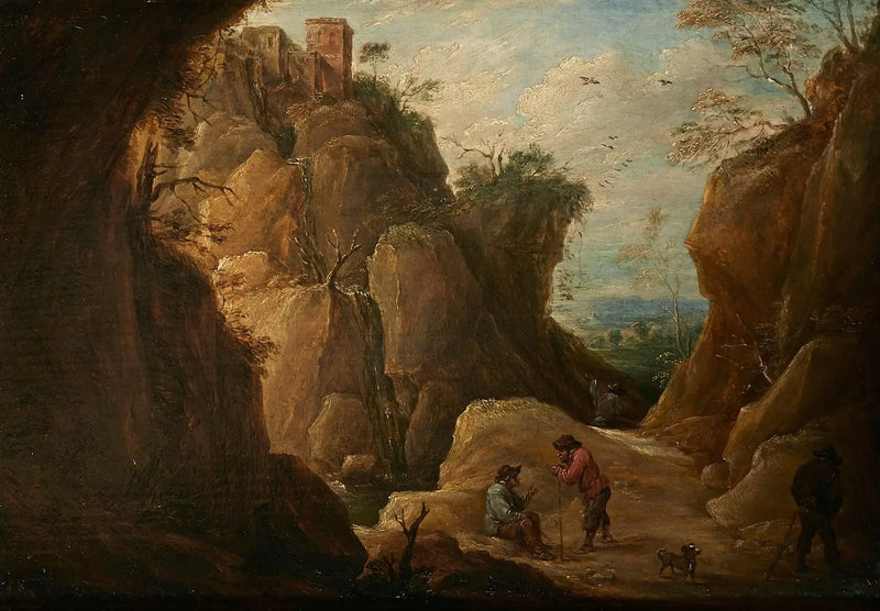 Bjerglandskab med rejsende - David Teniers den Yngre