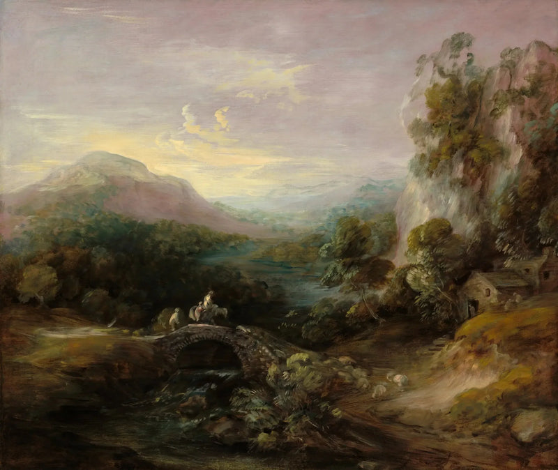 Bjerglandskab med bro - Thomas Gainsborough