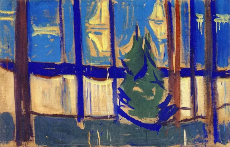 Strandlandskab med træer og både - Edvard Munch