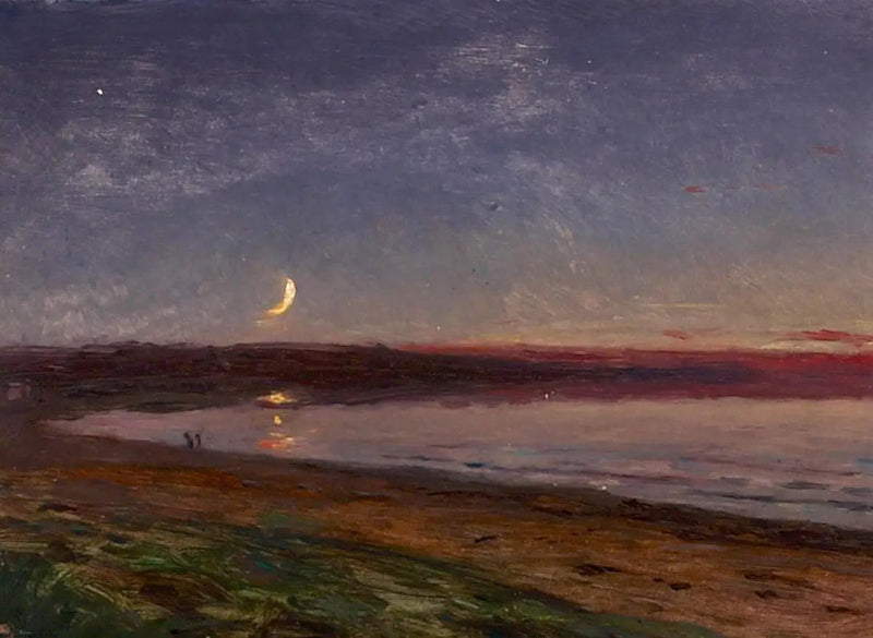 Strandlandskab om aftenen med to personer. - Peder Severin Krøyer
