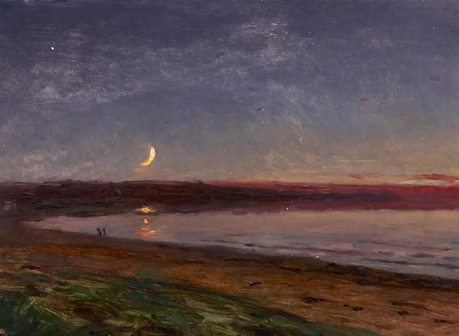 Strandlandskab om aftenen med to personer. - Peder Severin Krøyer