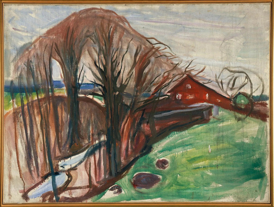 Forårsscene ved det røde hus - Edvard Munch