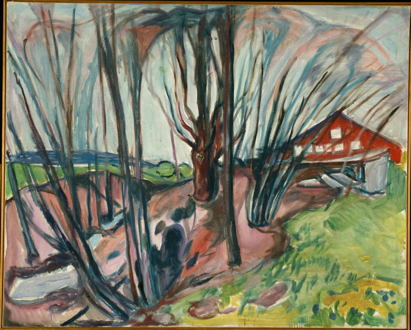 Forårsscene ved det røde hus - Edvard Munch