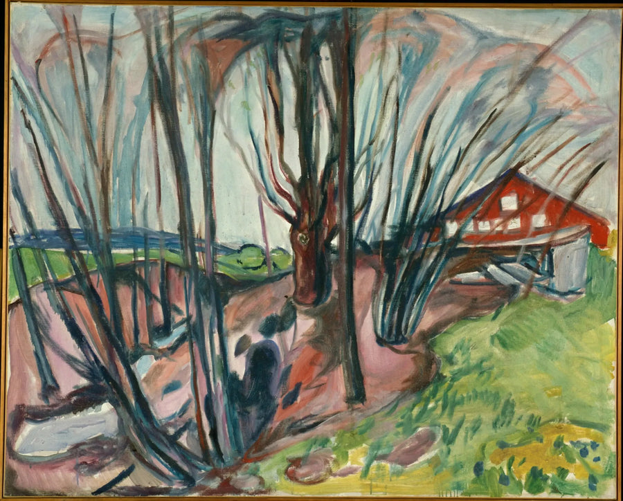 Forårsscene ved det røde hus - Edvard Munch