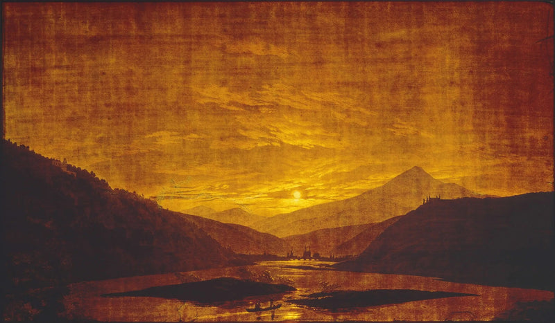 Flodlandskab i bjergene, om natten - Caspar David Friedrich