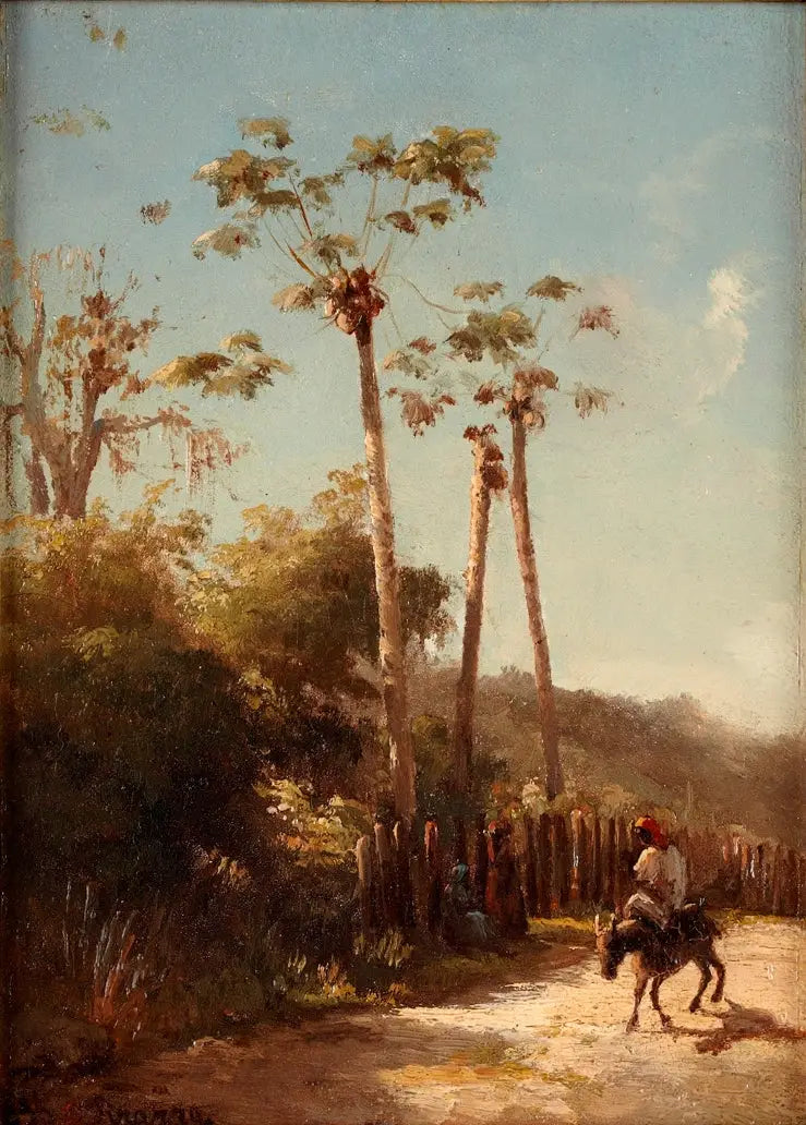 Antillernes landskab, rytter og æsel på en vej - Camille Pissarro