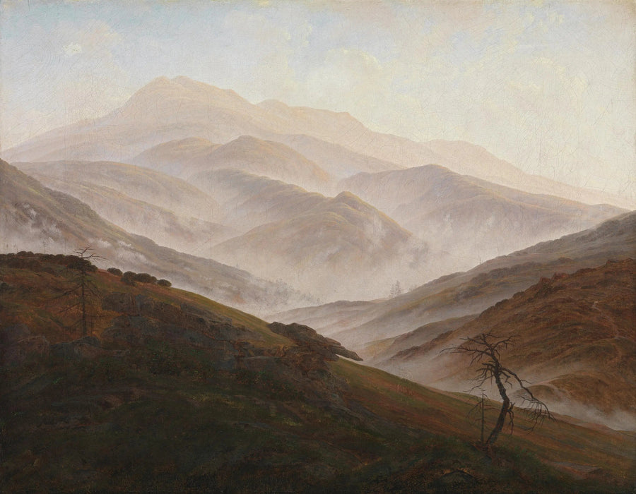 Landskab af Kæmpebjergene med stigende tåge - Caspar David Friedrich