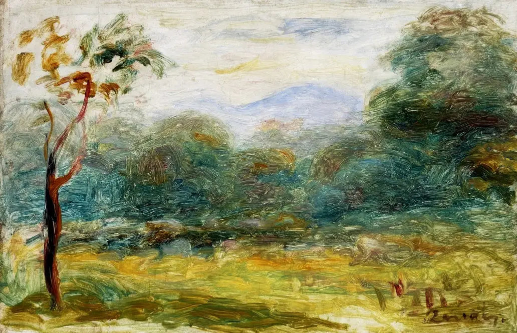 Paysage du Midi (Cagnes). - Pierre-Auguste Renoir image 1 reproduction de peinture à l’huile