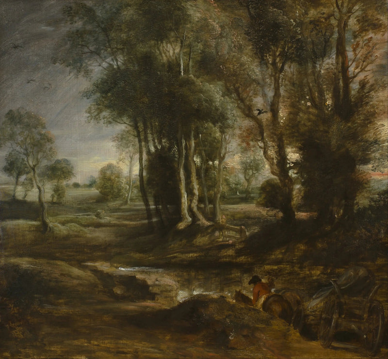 Aftenslandskab med brændestabel - Peter Paul Rubens