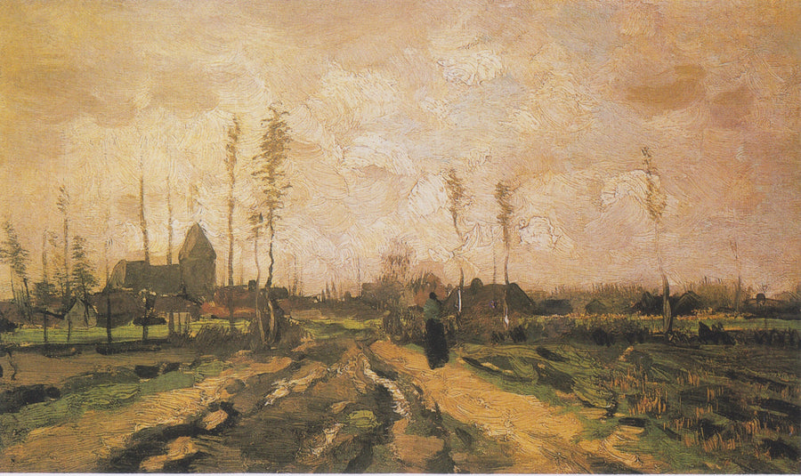 Landskab med kirke og huse - Vincent van Gogh