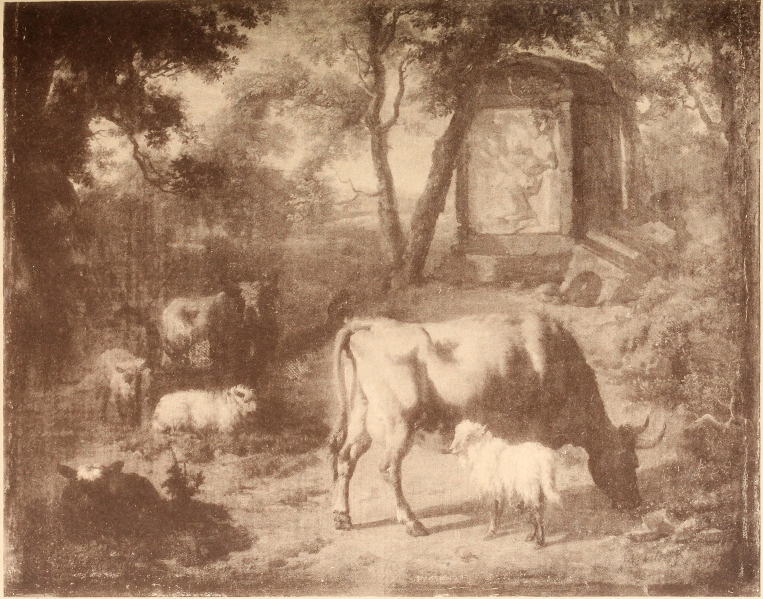 Paysage et animaux - Adriaen van de Velde image 1 copie peinte à la main à l’huile