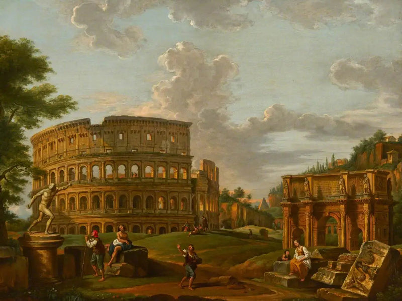 Landskab og klassiske romerske ruiner - Giovanni Paolo Panini