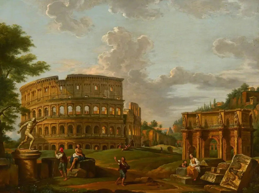 Landskab og klassiske romerske ruiner - Giovanni Paolo Panini