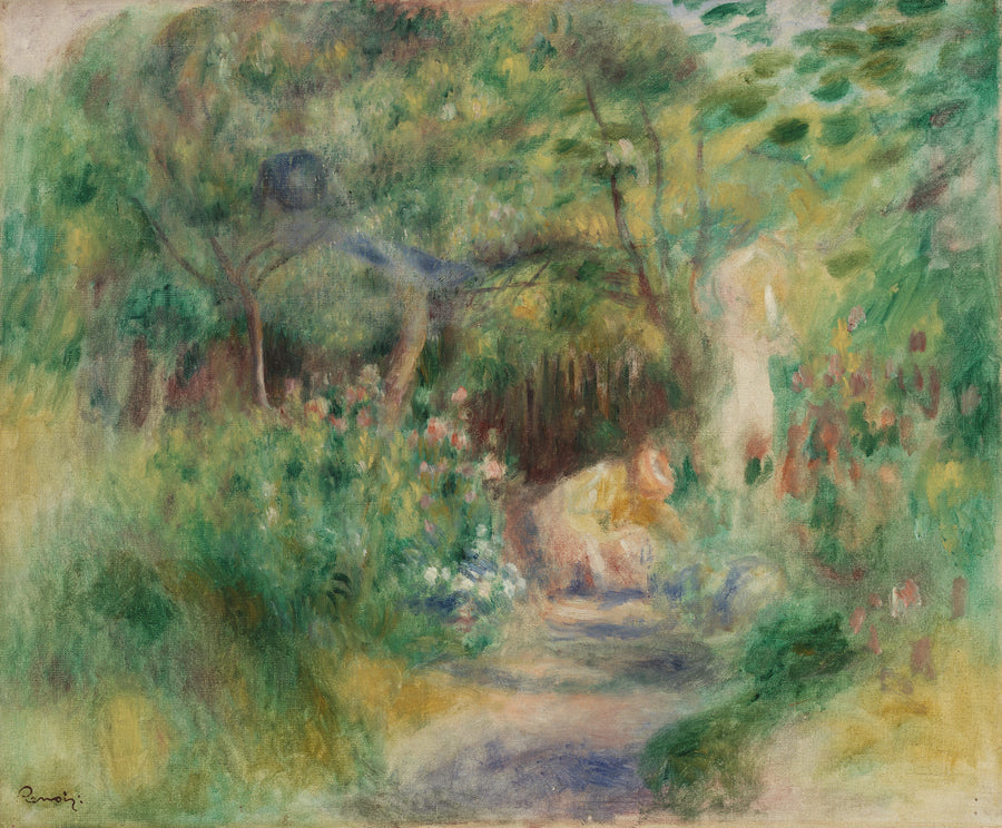 Landskab med kvinde der arbejder i haven - Pierre-Auguste Renoir