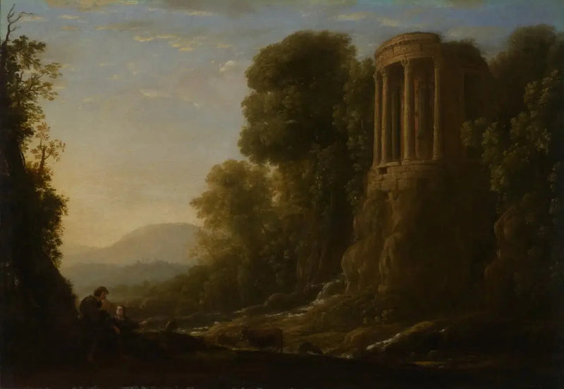 Flodlandskab med Tiburtine-templet i Tivoli - Claude Lorrain
