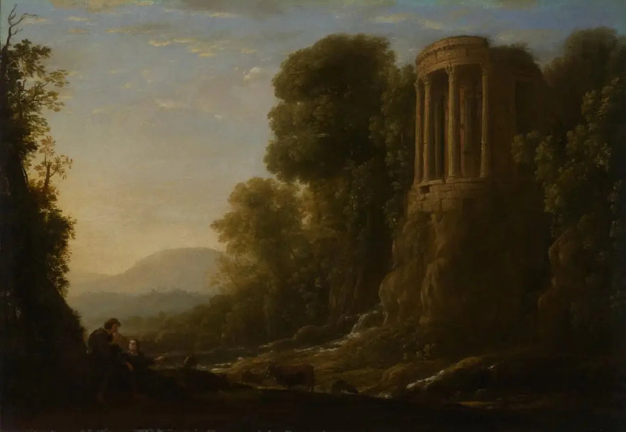 Flodlandskab med Tiburtine-templet i Tivoli - Claude Lorrain