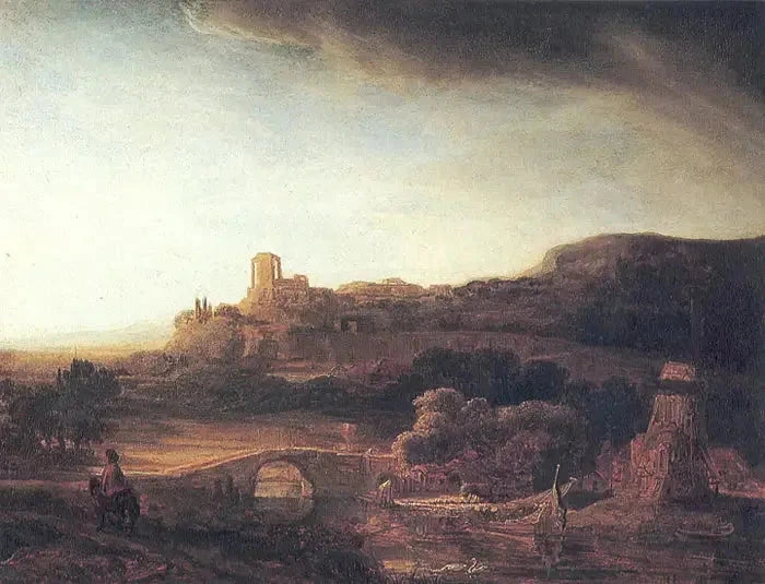 Paysage fluvial avec moulin à vent — Rembrandt et une autre main, vers 1638–1640, Cassel