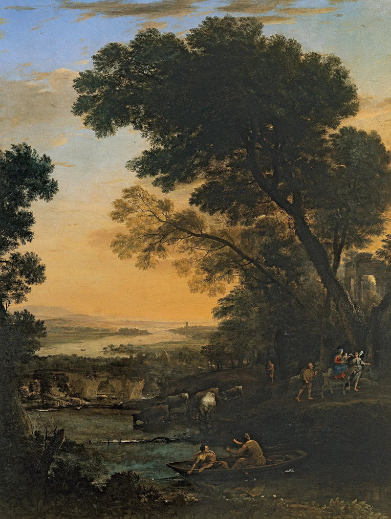 Idylisk landskab med flugten til Egypten - Claude Lorrain
