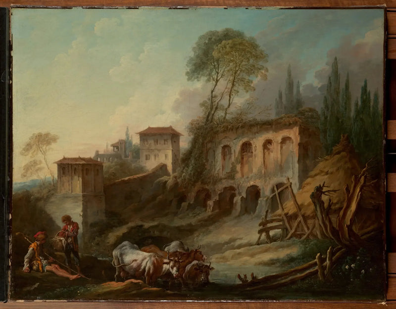 Fantasielandskab med Palatinerhøjen set fra Campo Vaccino - François Boucher