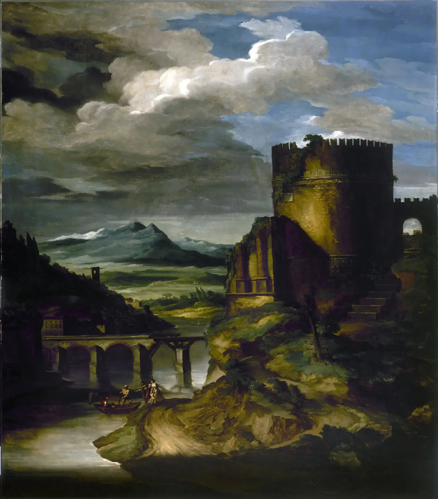 Italiensk landskab ved graven - Théodore Géricault