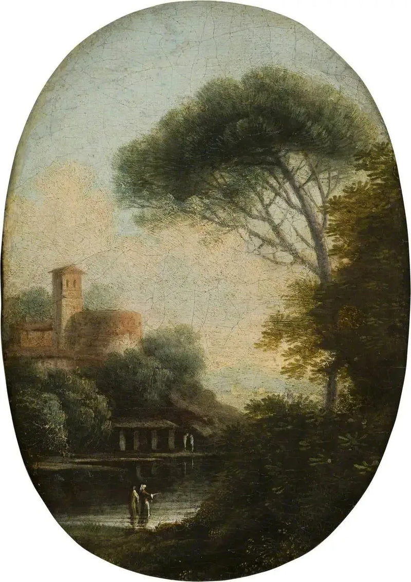 Landskabelig søbred med træer - Claude Lorrain