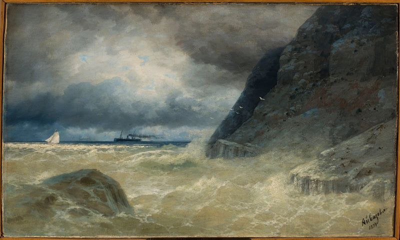 Marinelandskab med en dampskib. - Ivan Aïvazovski