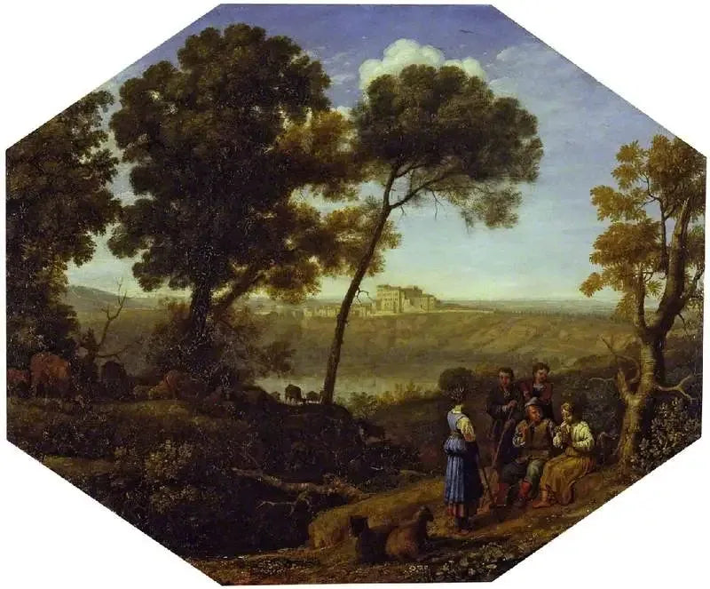 Landskabslandskab med Albano-søen og Castel Gandolfo - Claude Lorrain