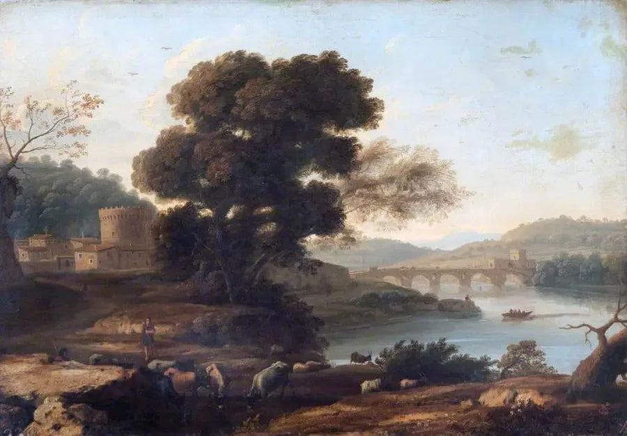 Landskab med Ponte Molle, Rom - Claude Lorrain