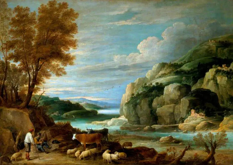 Klippe landskab med personer - David Teniers den Yngre