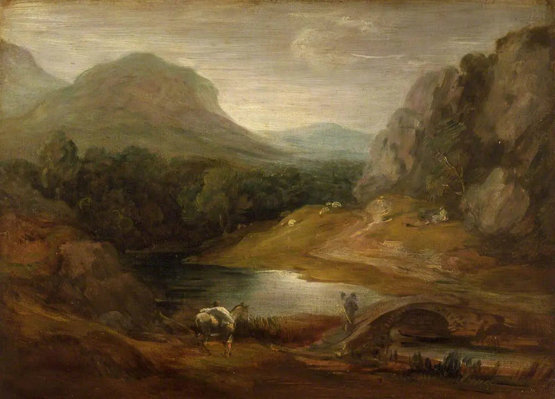 Klippe-landskab med en bro - Thomas Gainsborough