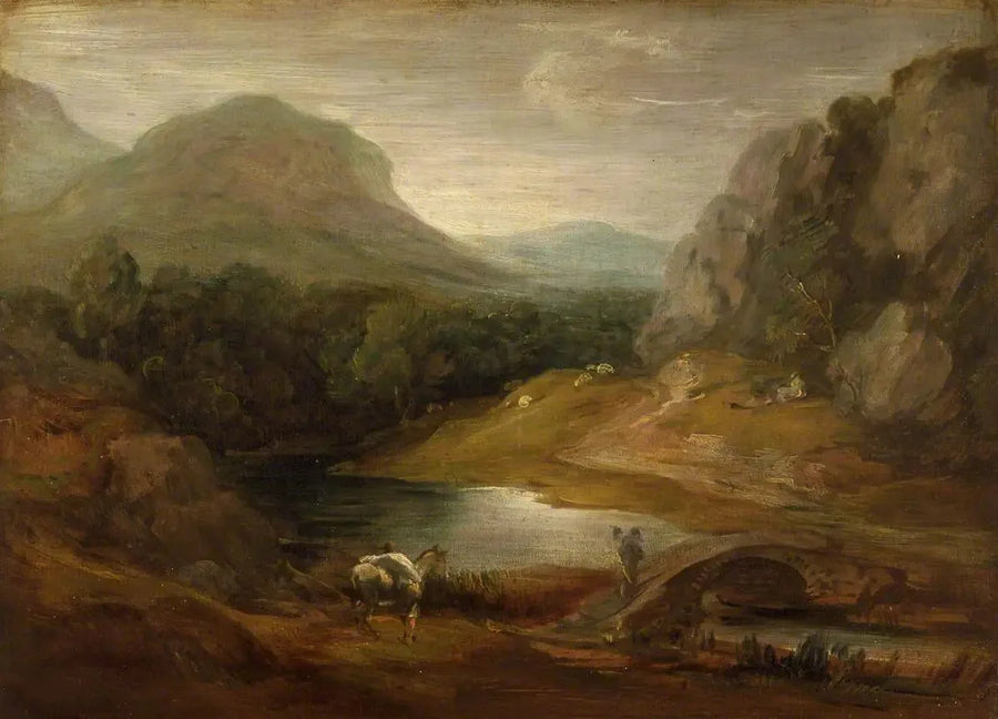 Klippe-landskab med en bro - Thomas Gainsborough
