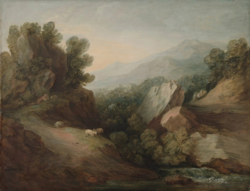 Klippe- og skovlandskab med en dal og en dæmning - Thomas Gainsborough