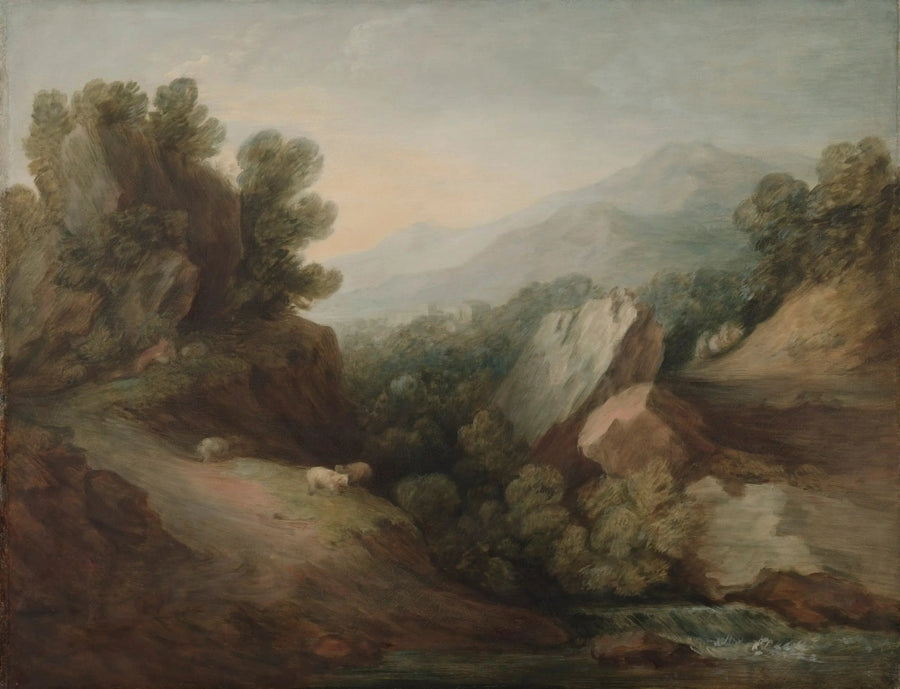 Klippe- og skovlandskab med en dal og en dæmning - Thomas Gainsborough