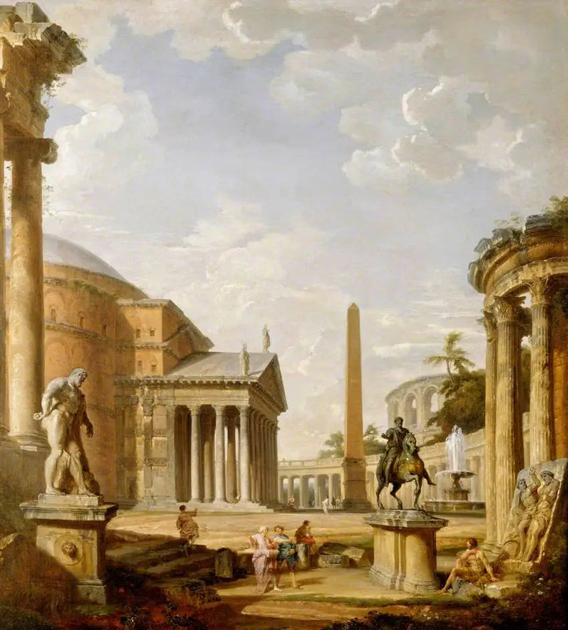 Romersk landskab med Pantheon - Giovanni Paolo Panini