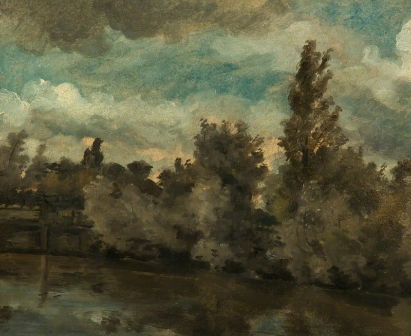 Landskab (bæk med en række træer) - John Constable