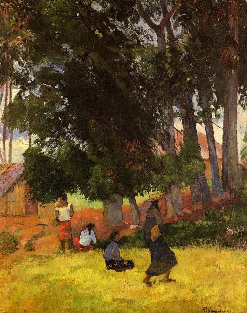 Tahitiansk landskab med personer - Paul Gauguin