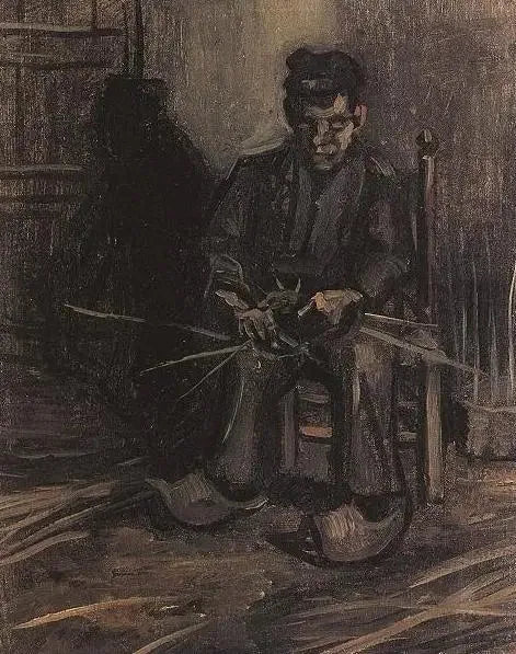 Bonde, der laver en kurv - Vincent van Gogh