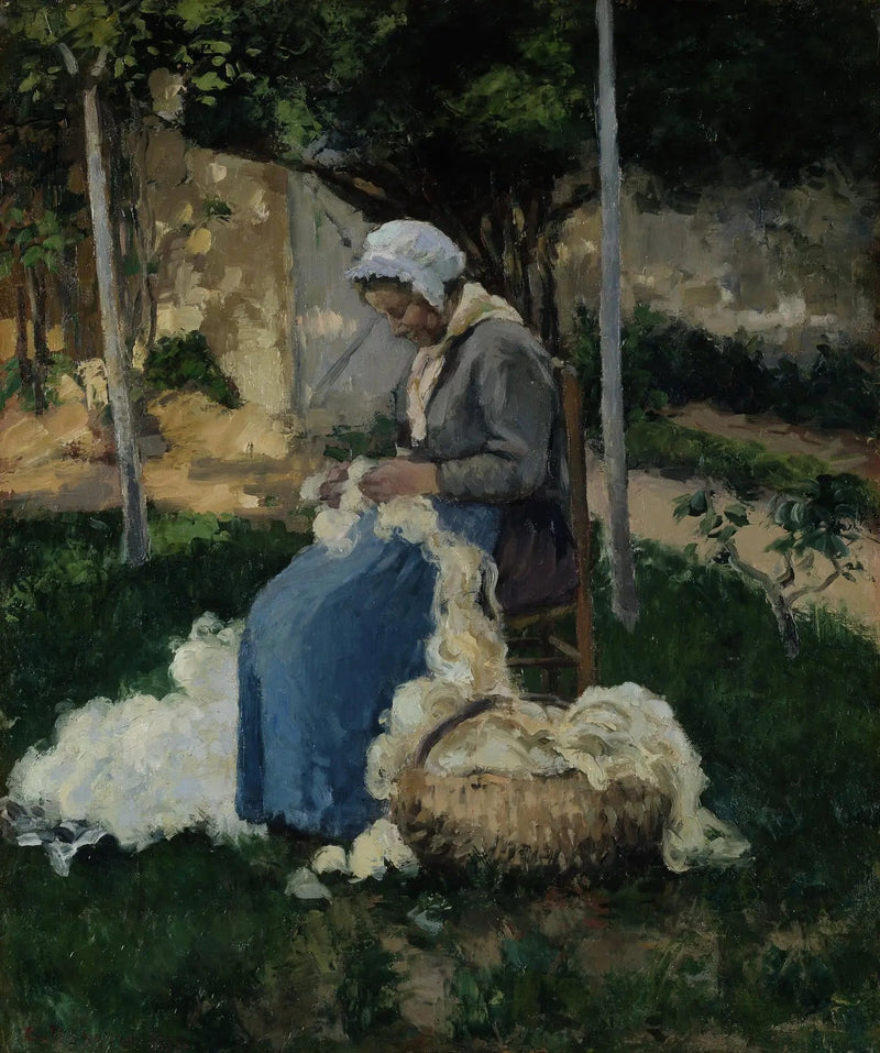 Landkvinde der udrede uld - Camille Pissarro