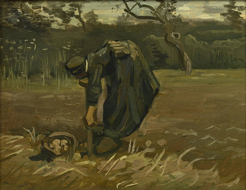Bondekvinde, der graver kartofler op - Vincent van Gogh