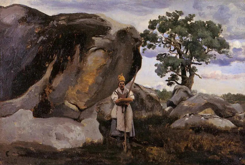 Bønderinde i Fontainebleau-skoven - Jean-Baptiste Camille Corot