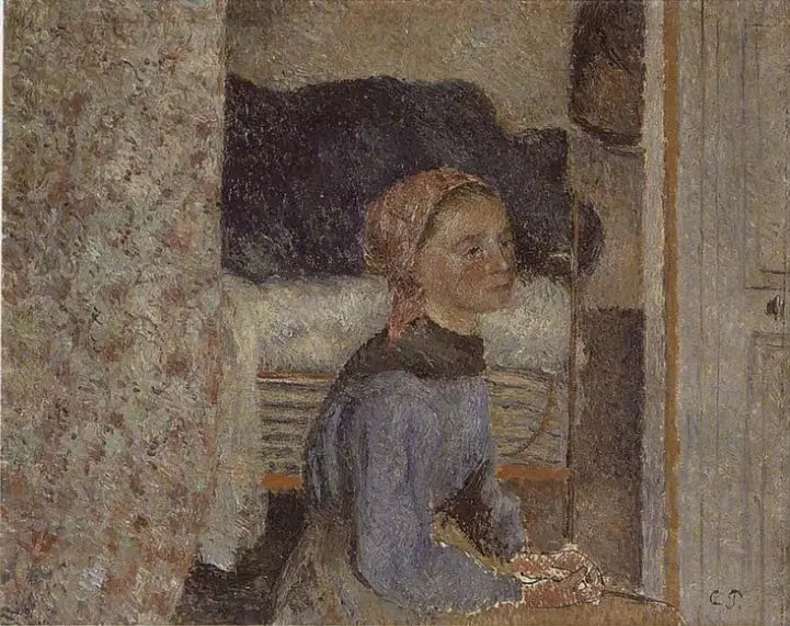Landlig, indendørs - Camille Pissarro