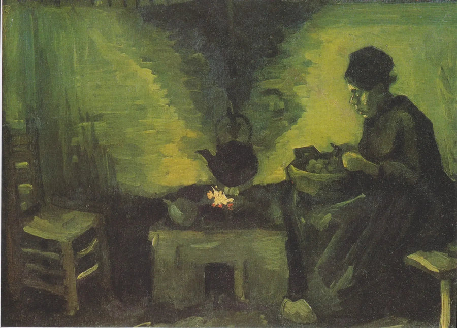 Bondekone ved ildstedet - Vincent van Gogh