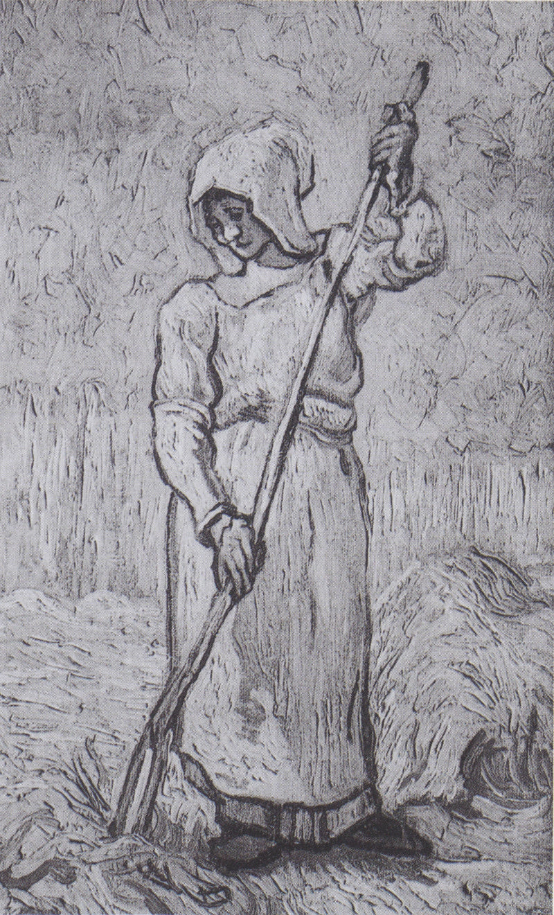 Landkvinde med en rive (efter Millet) - Vincent van Gogh