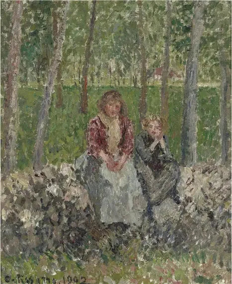 Paysannes sous les arbres à Moret - Camille Pissarro image 1 reproduction réalisée par Alpha Reproduction